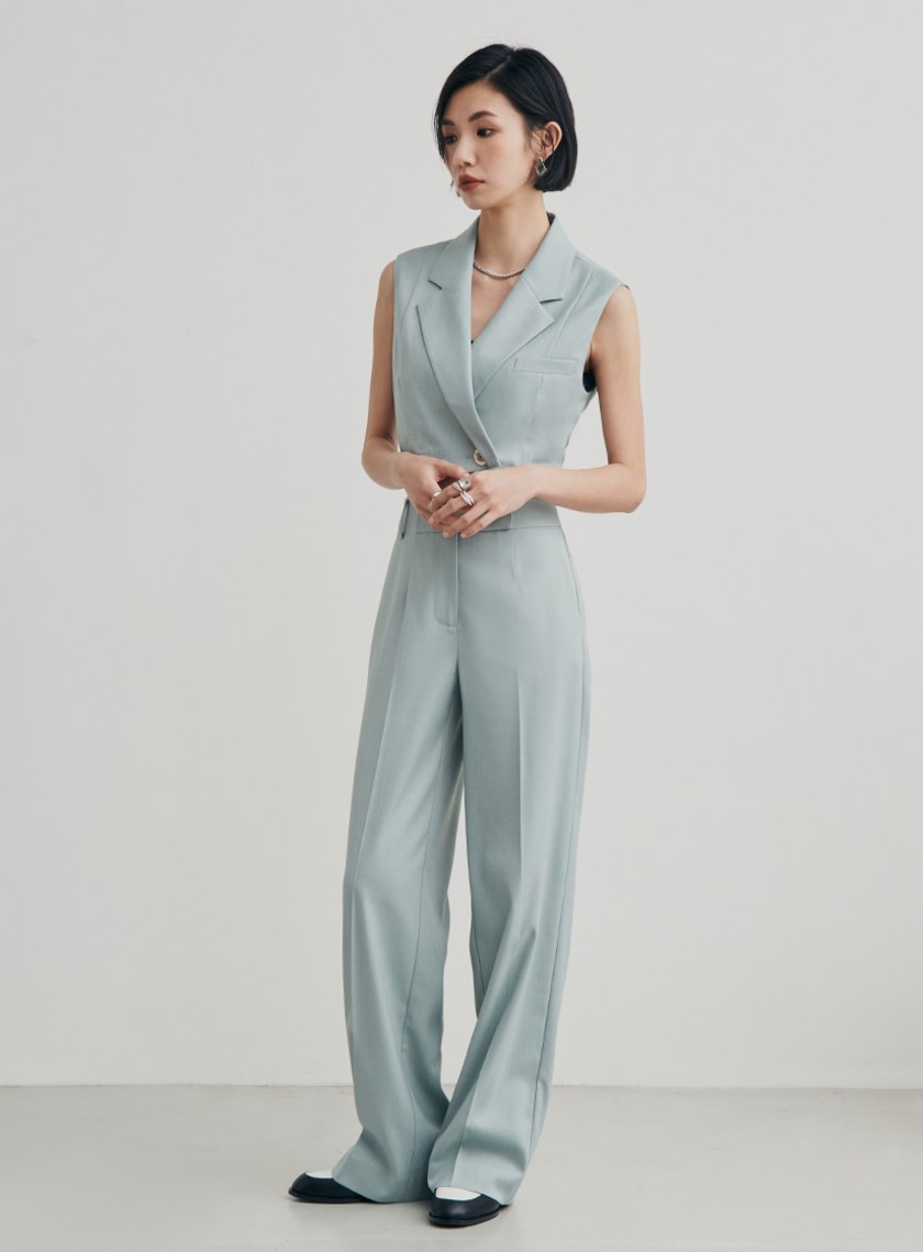 織紋短版西裝背心