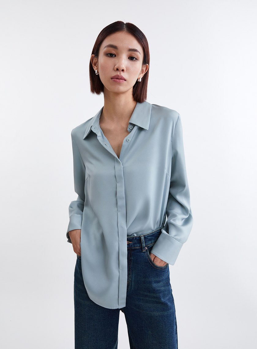 壓線設計不對稱下擺襯衫