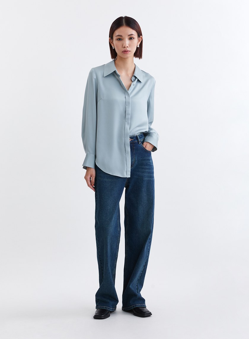 壓線設計不對稱下擺襯衫