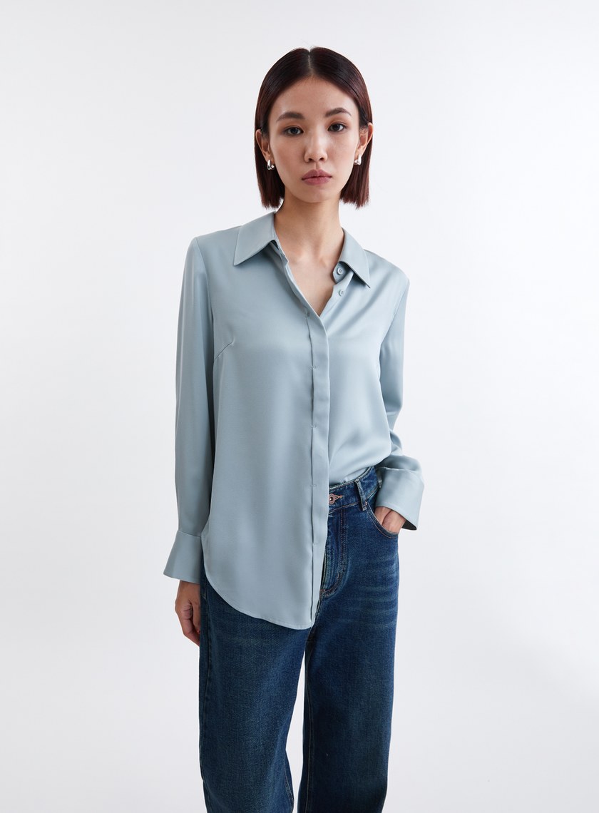 壓線設計不對稱下擺襯衫