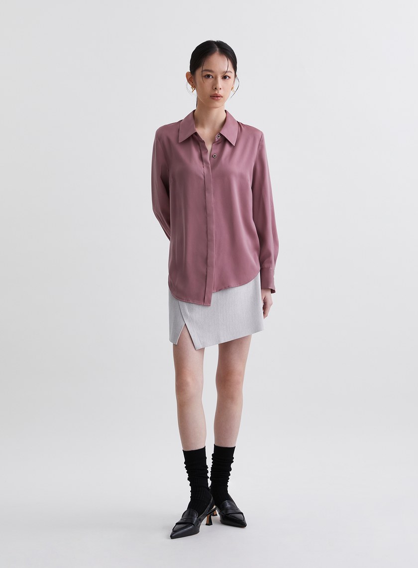 壓線設計不對稱下擺襯衫