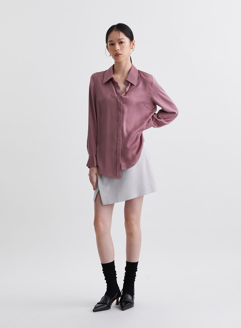 壓線設計不對稱下擺襯衫