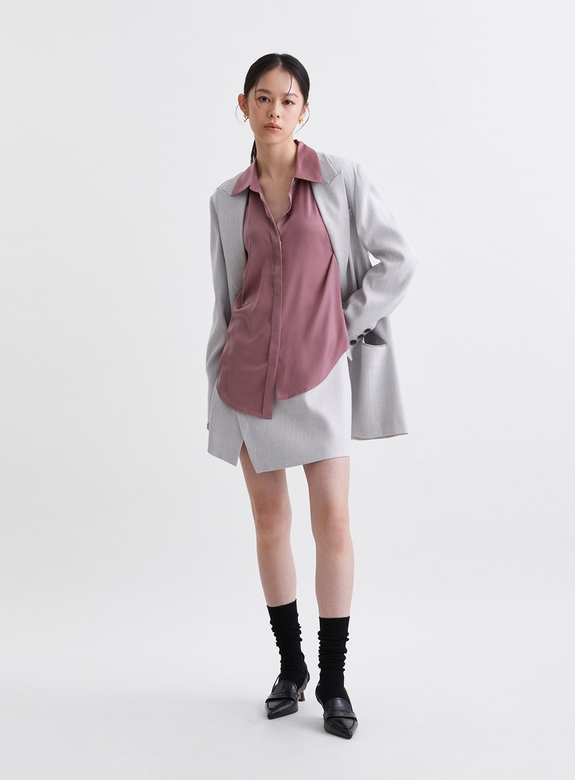 壓線設計不對稱下擺襯衫