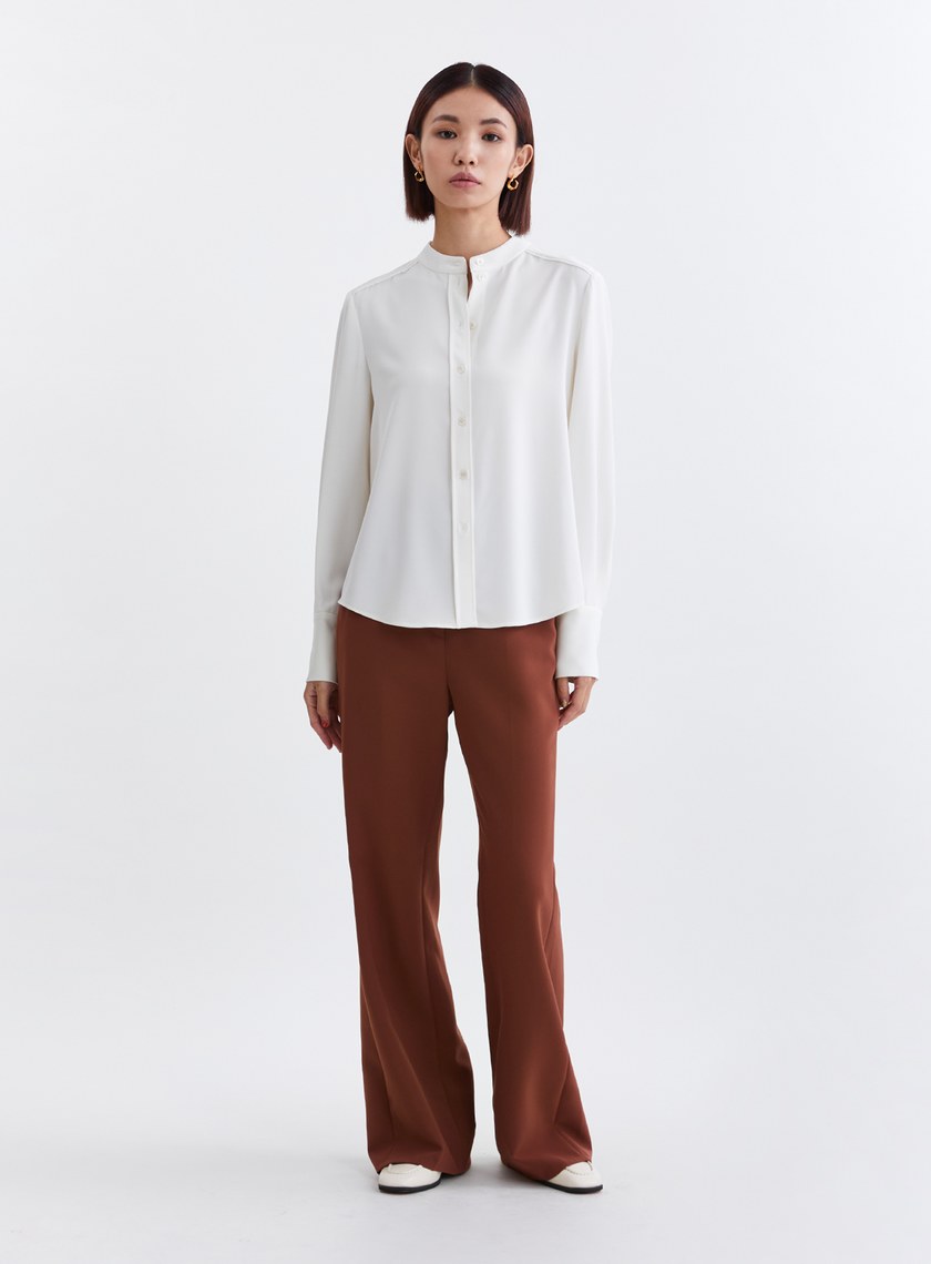 精緻小立領飄逸開襟襯衫