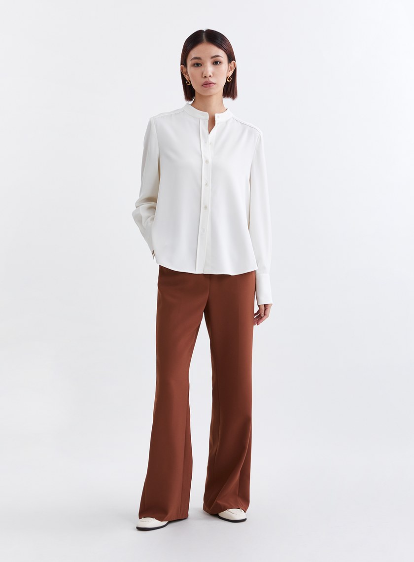 精緻小立領飄逸開襟襯衫