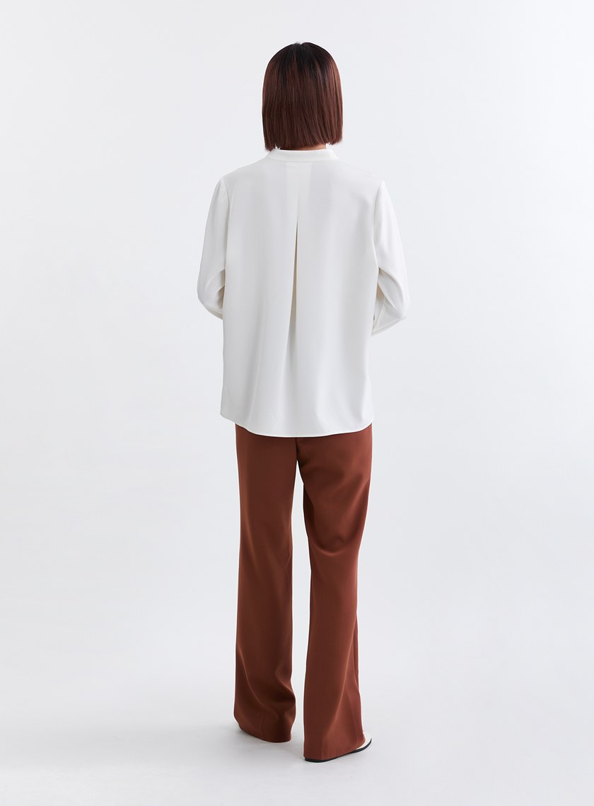 精緻小立領飄逸開襟襯衫