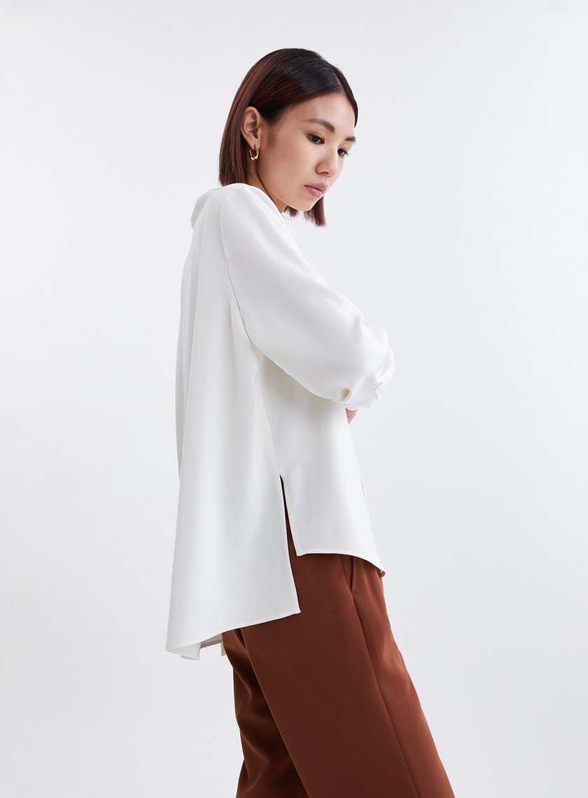 精緻小立領飄逸開襟襯衫