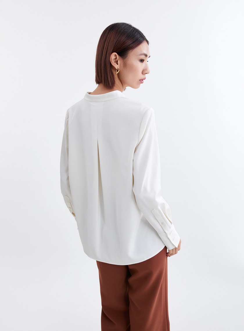 精緻小立領飄逸開襟襯衫