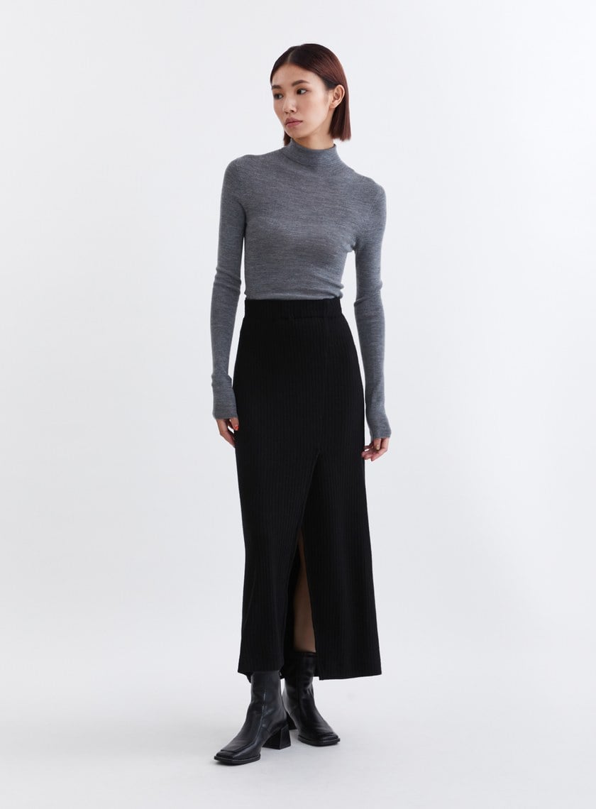 溫柔慵懶直筒開衩針織長裙