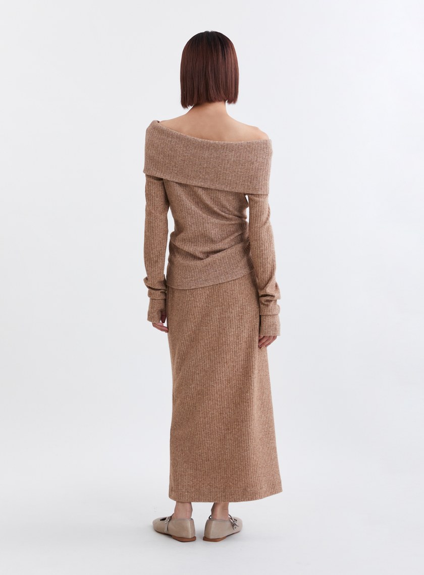 溫柔慵懶直筒開衩針織長裙