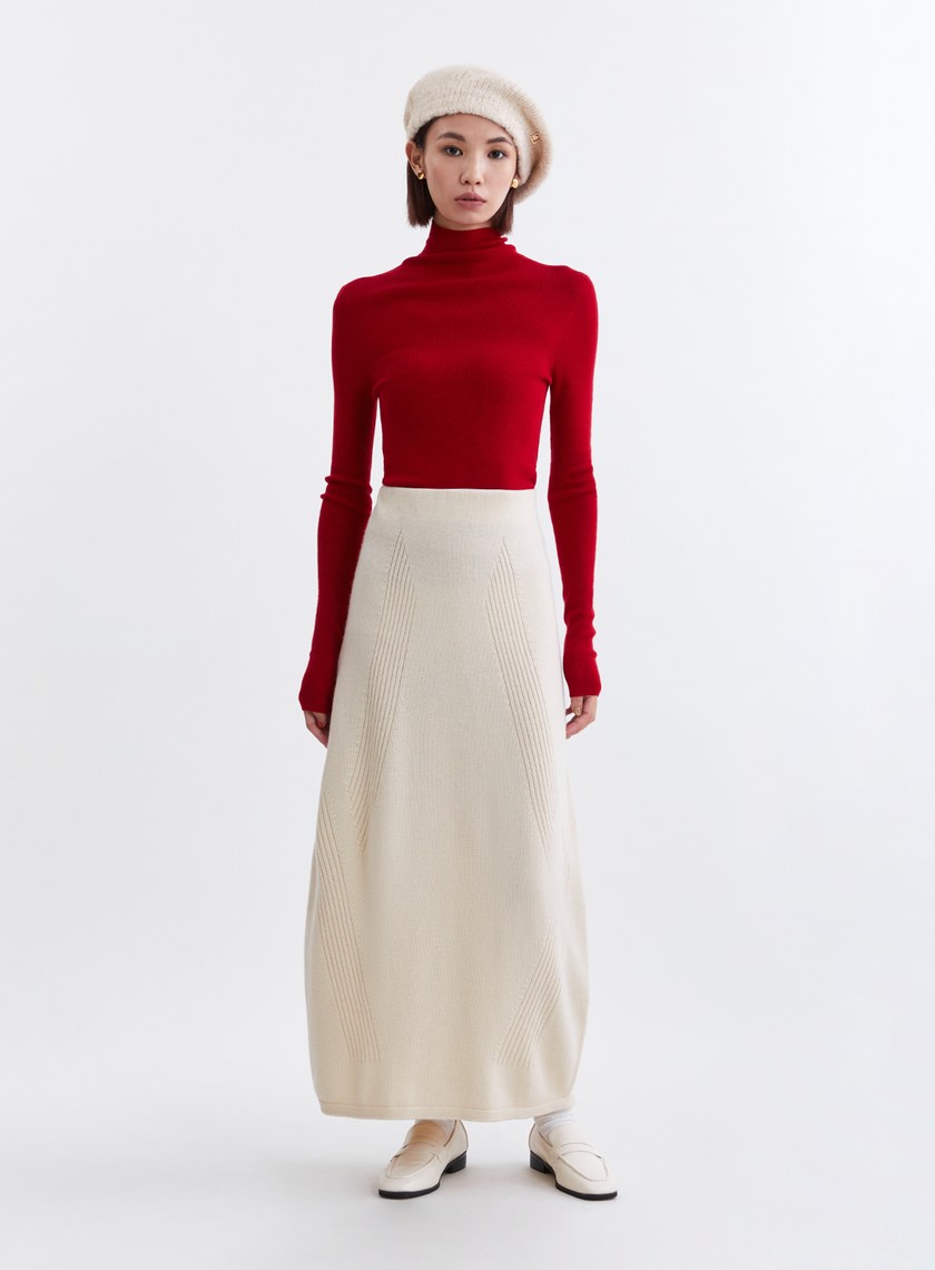 氣質V型提花繭型針織長裙