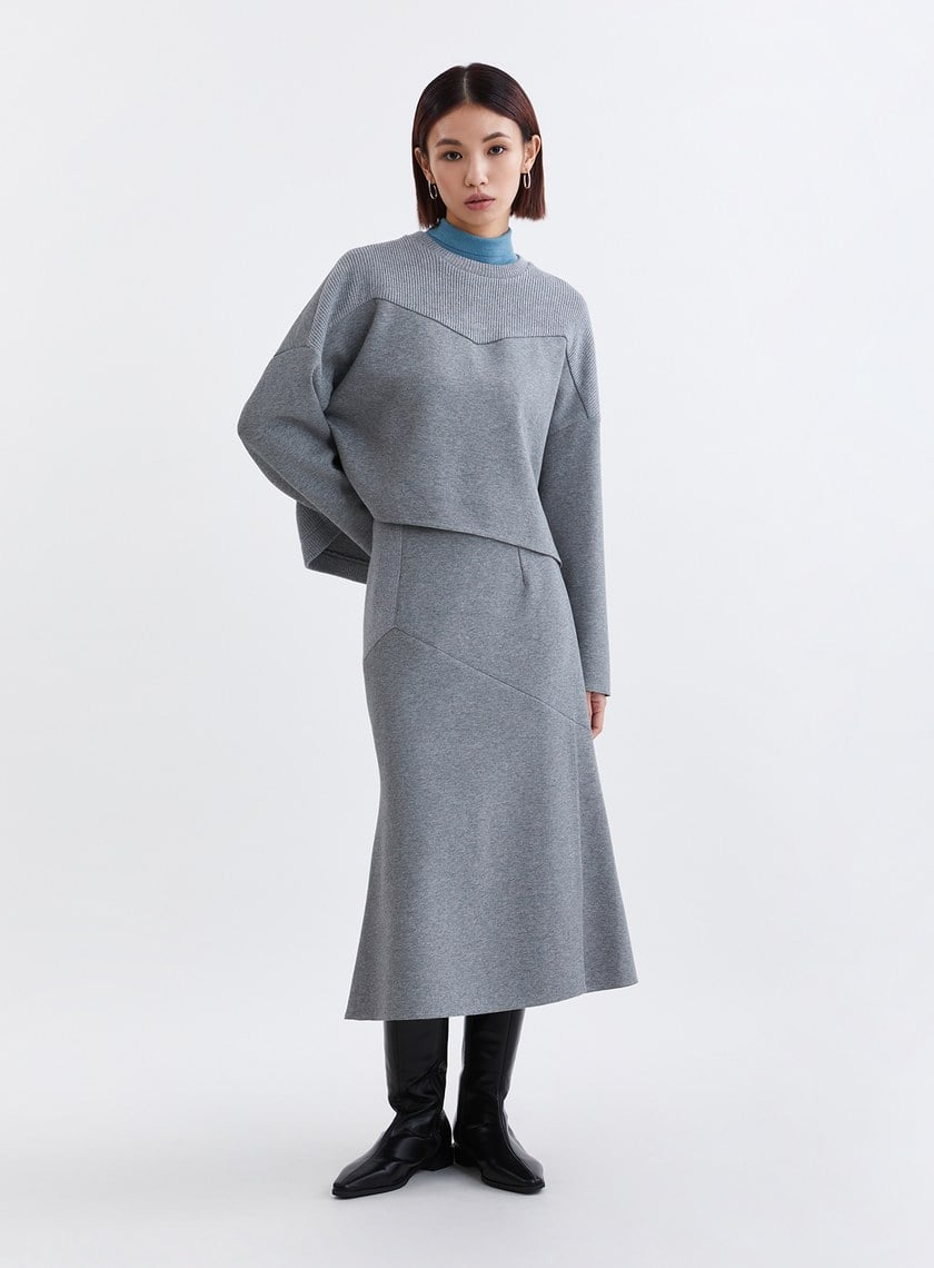 質感針織拼接魚尾裙