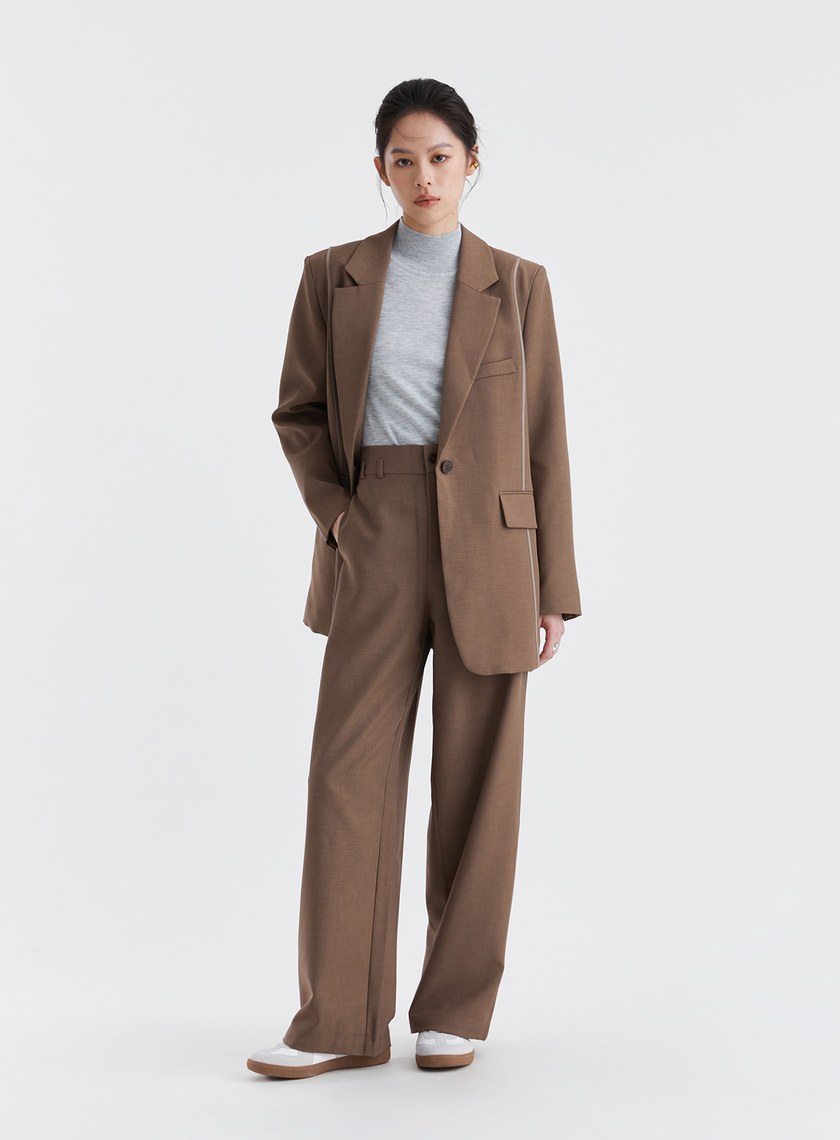 經典斜紋輕挺直筒西裝褲