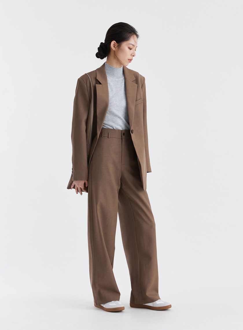 經典斜紋輕挺直筒西裝褲