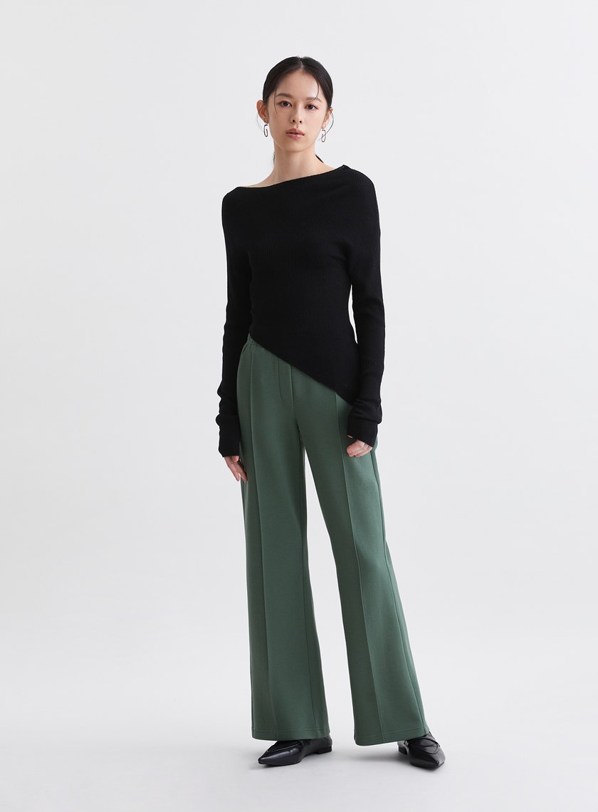 時髦休閒微喇叭長褲