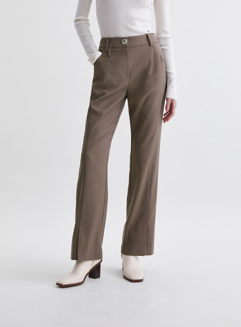 簡約質感窄管微喇西裝褲