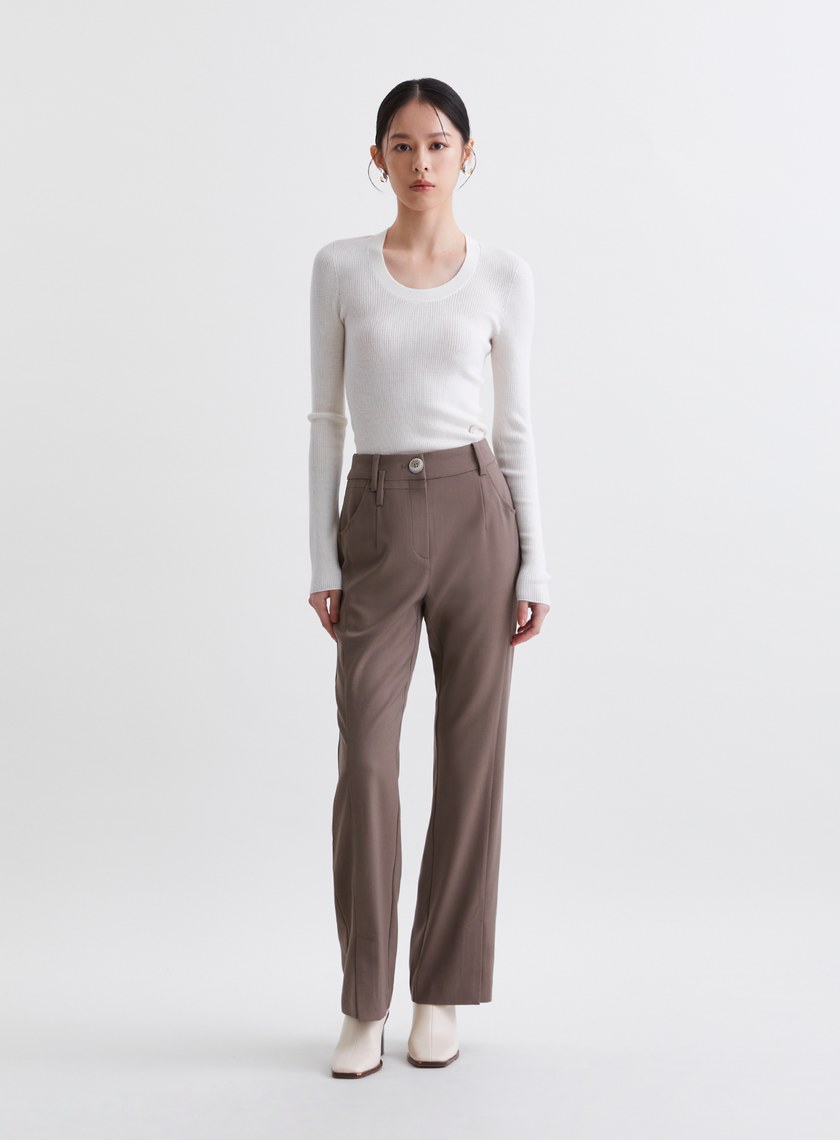 簡約質感窄管微喇西裝褲