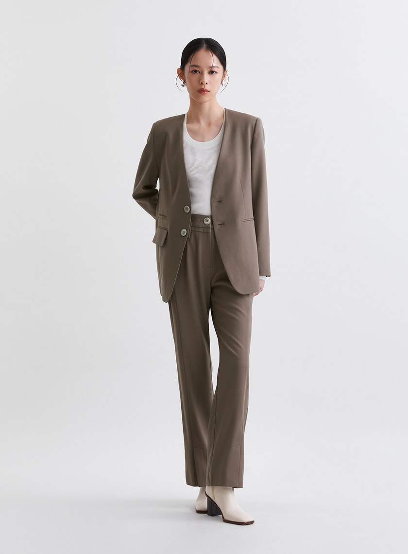 簡約質感窄管微喇西裝褲