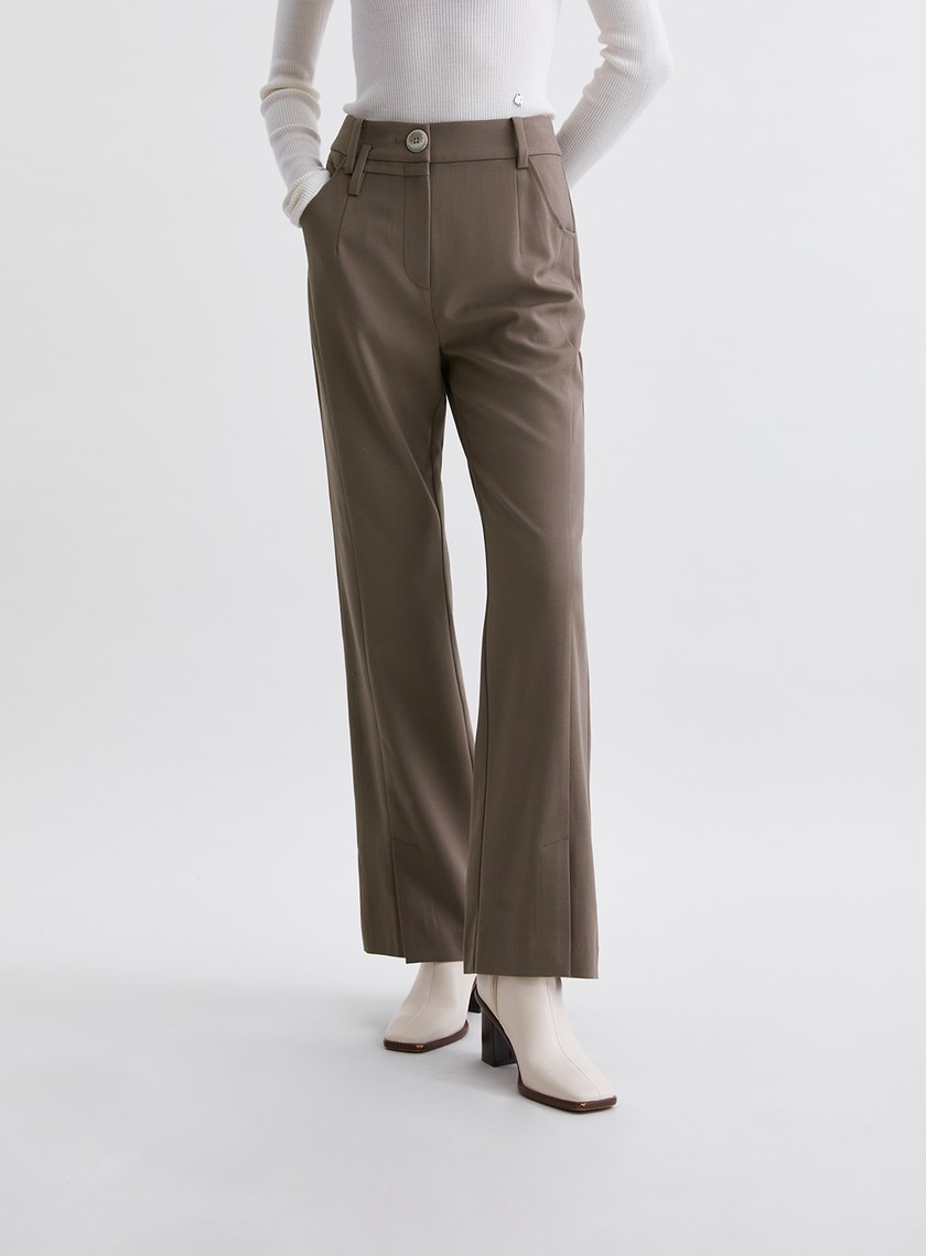 簡約質感窄管微喇西裝褲