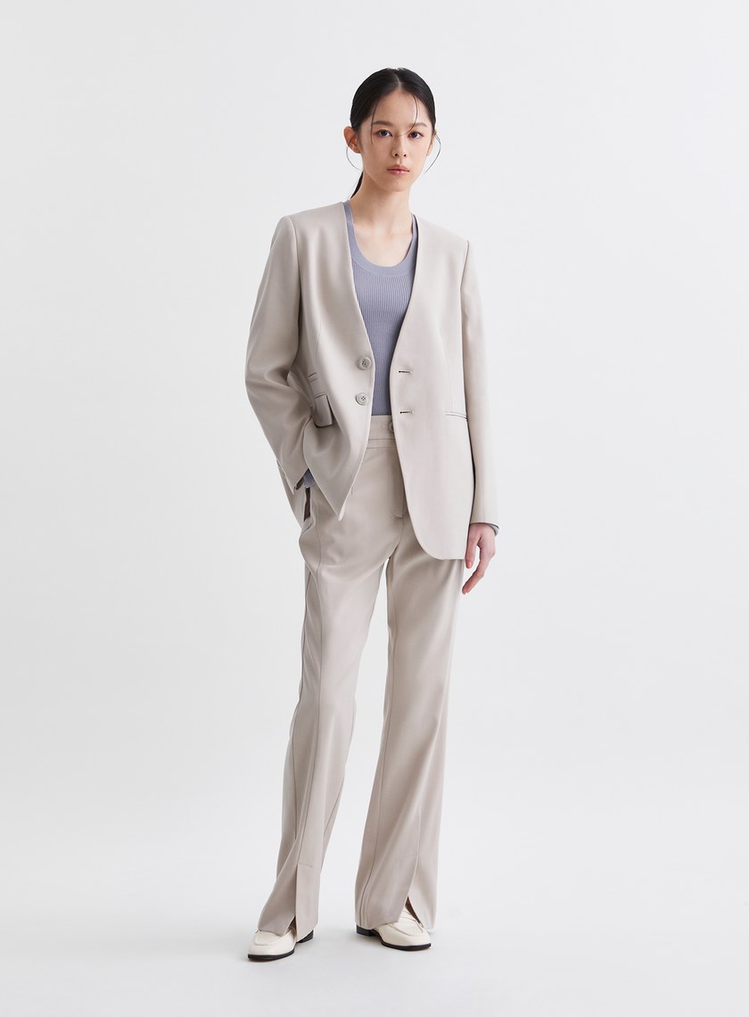 簡約質感窄管微喇西裝褲