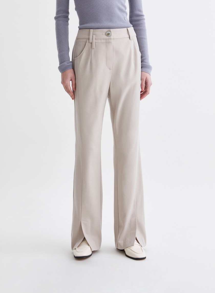 簡約質感窄管微喇西裝褲