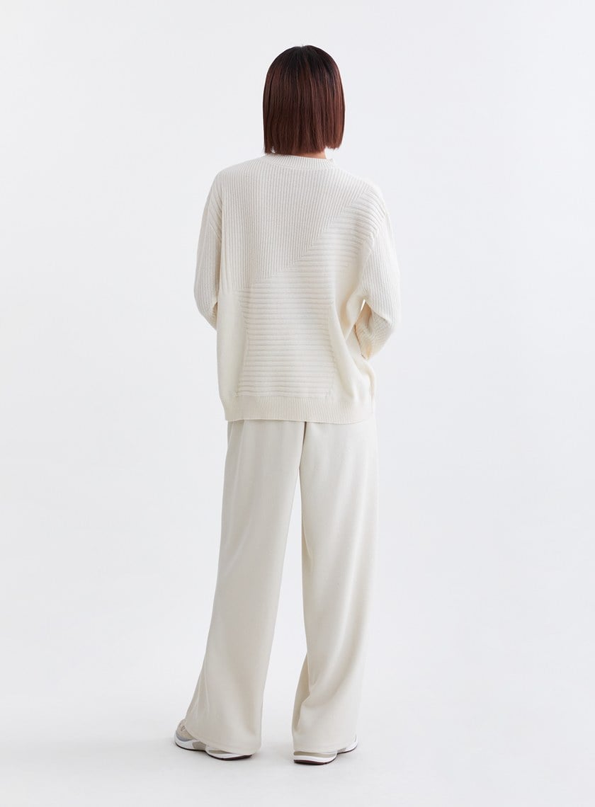 垂墜舒適雙層提花針織長褲