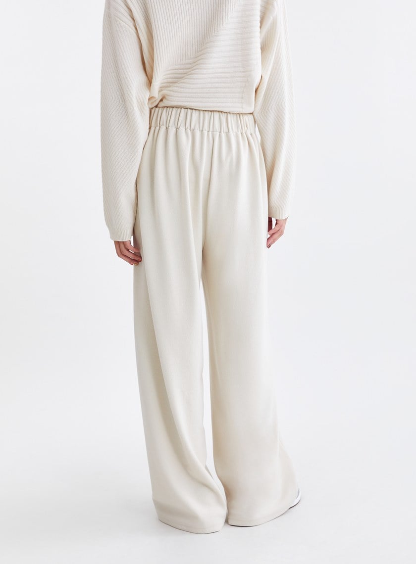 垂墜舒適雙層提花針織長褲