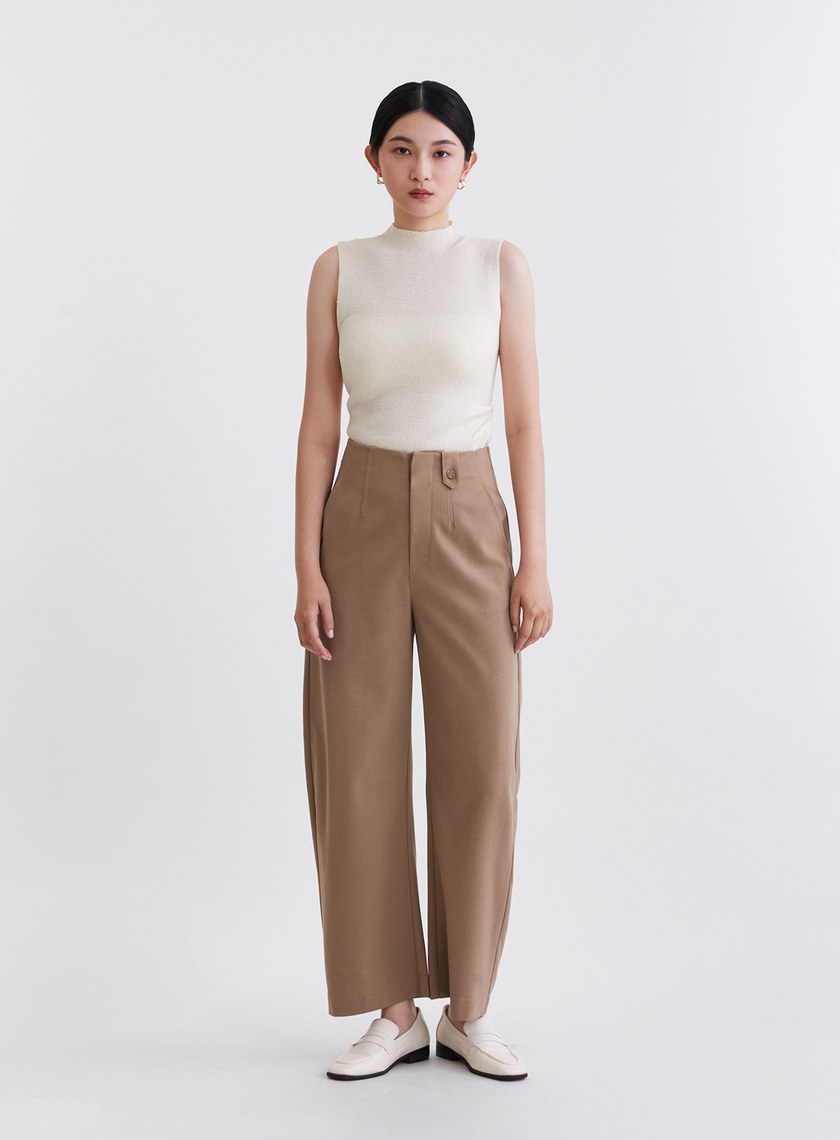 率性無腰頭繭型闊腿西裝褲