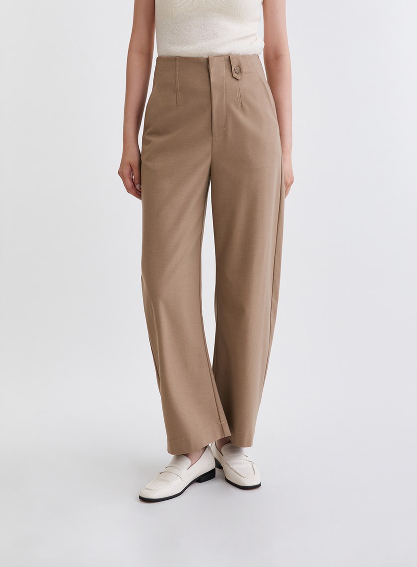 率性無腰頭繭型闊腿西裝褲