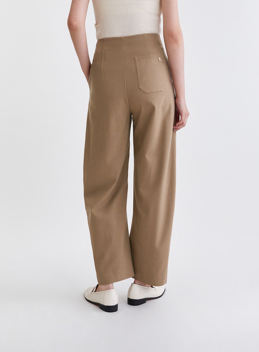 率性無腰頭繭型闊腿西裝褲