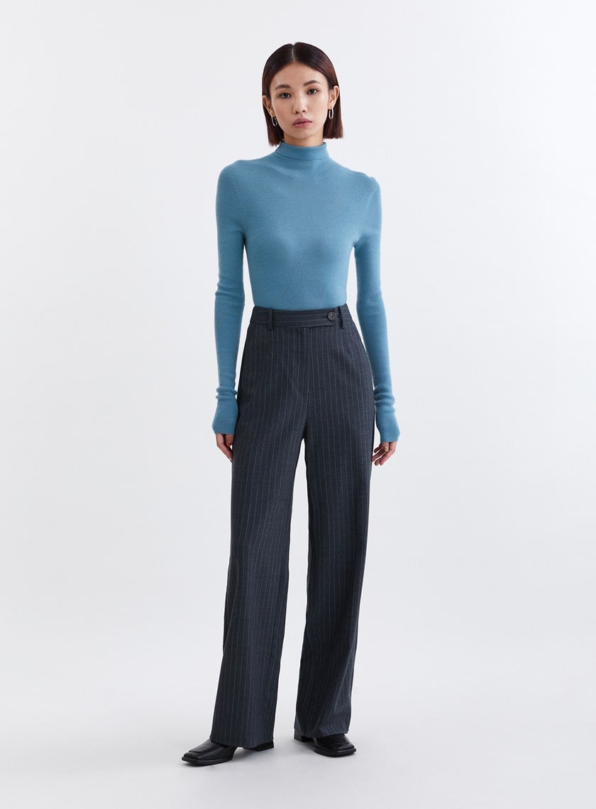 經典條紋直筒西裝褲