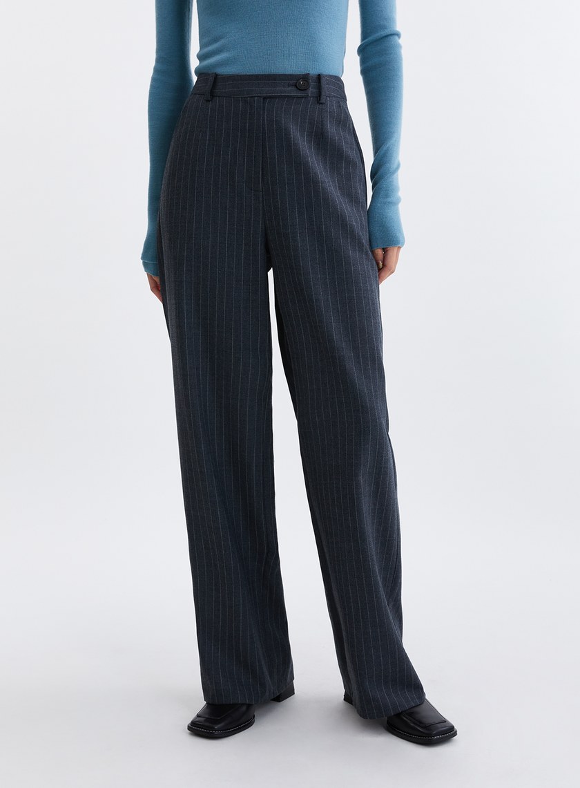 經典條紋直筒西裝褲