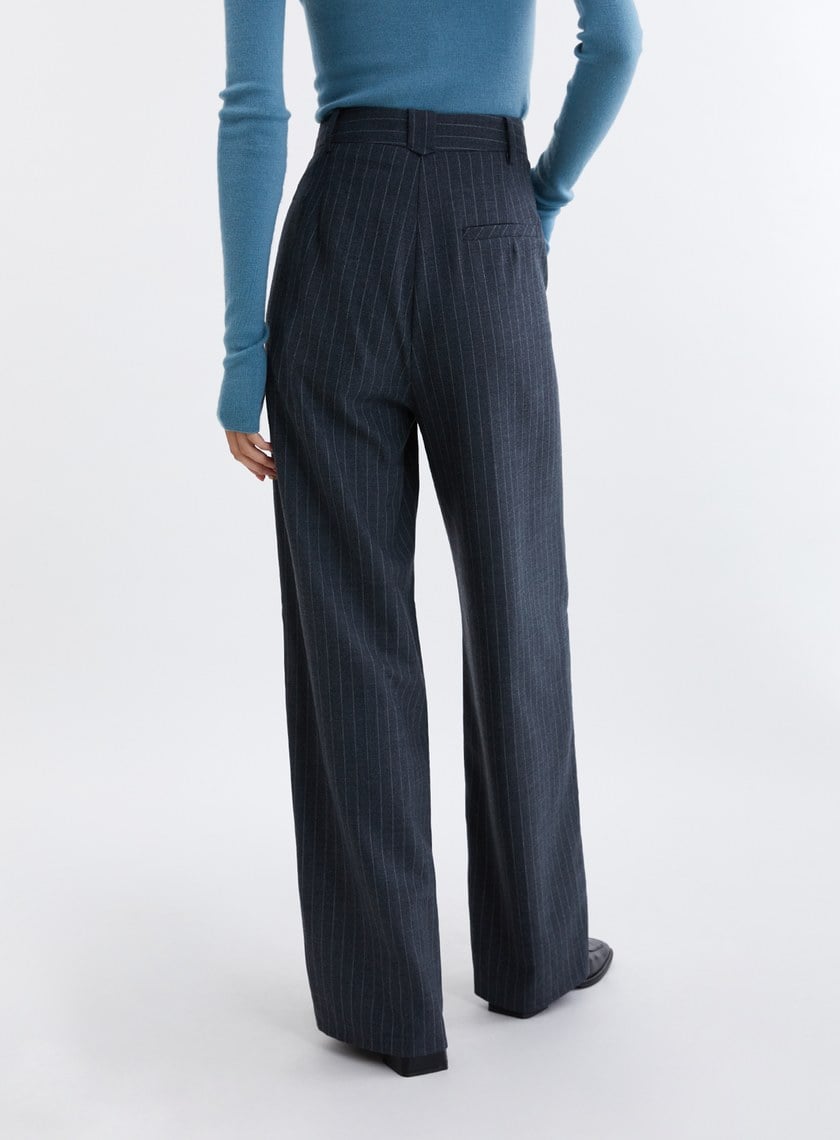 經典條紋直筒西裝褲