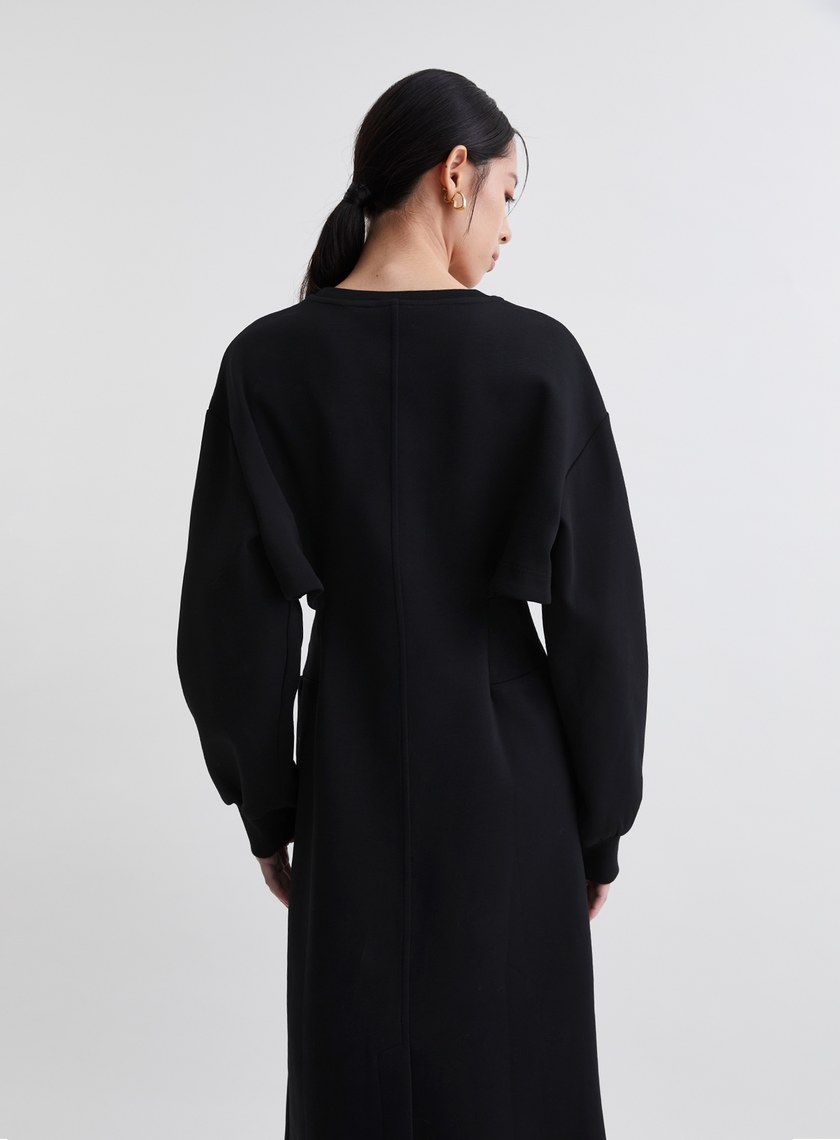 極簡假兩件收腰鏤空洋裝