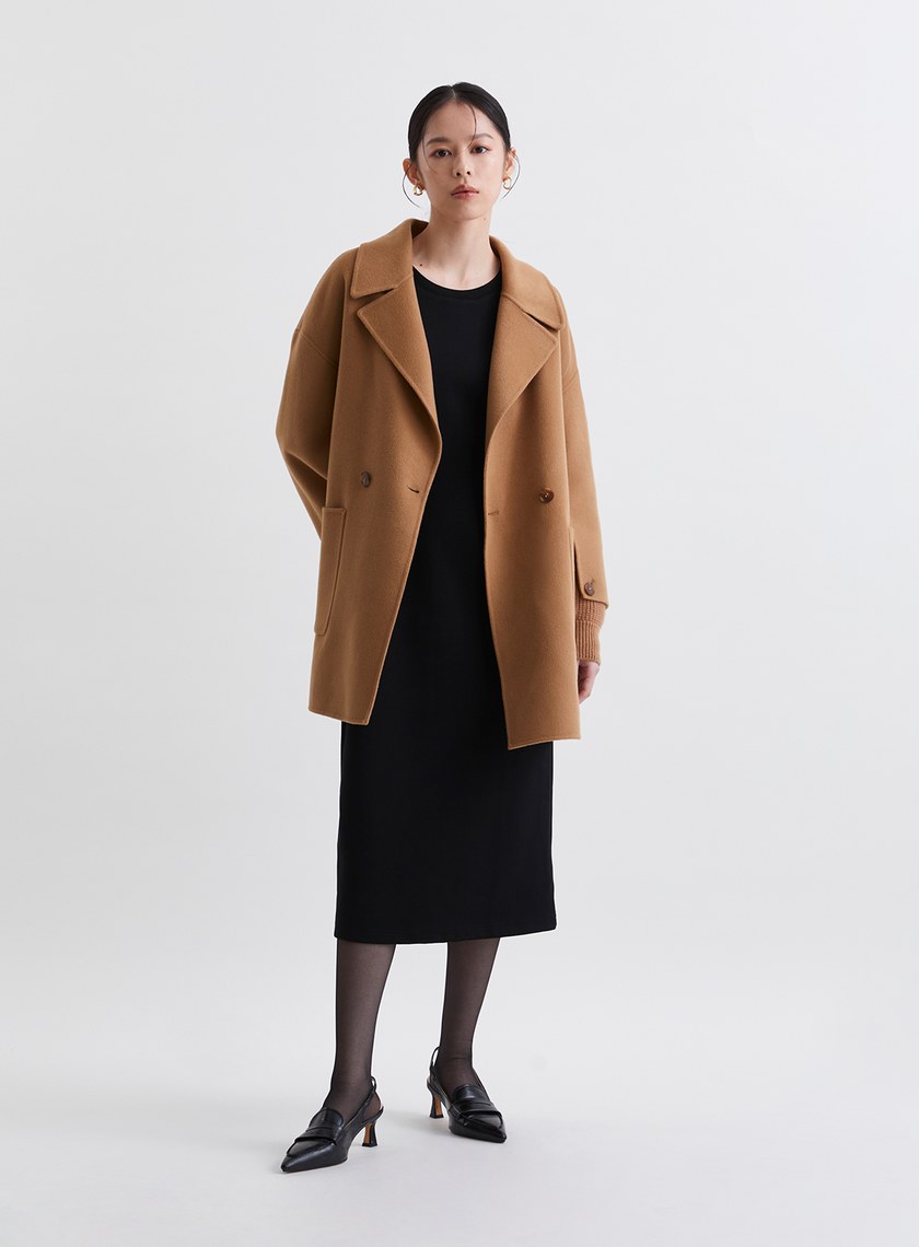 極簡假兩件收腰鏤空洋裝