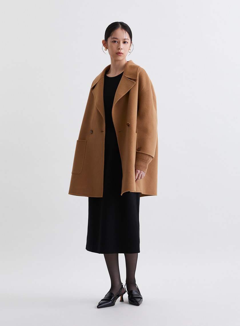 極簡假兩件收腰鏤空洋裝