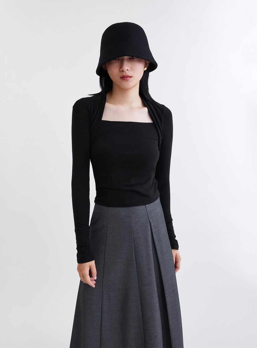 氣質披肩領型針織上衣