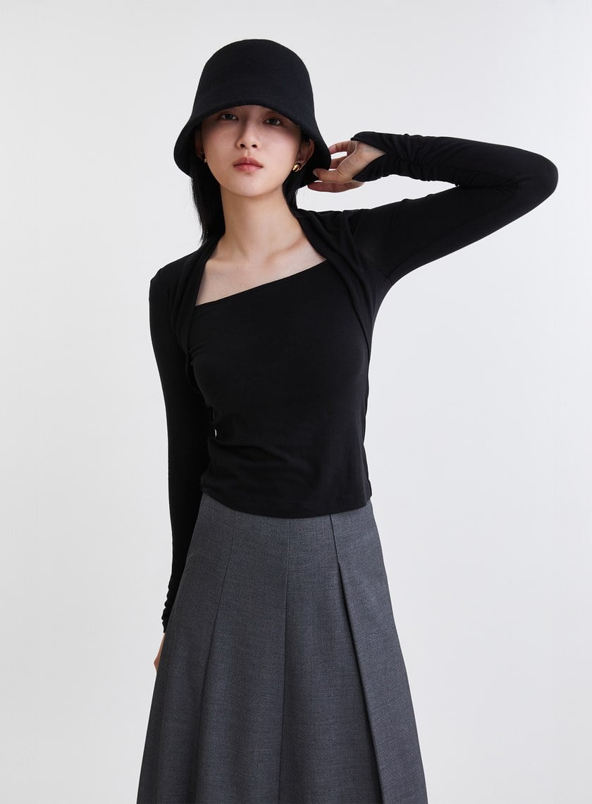 氣質披肩領型針織上衣