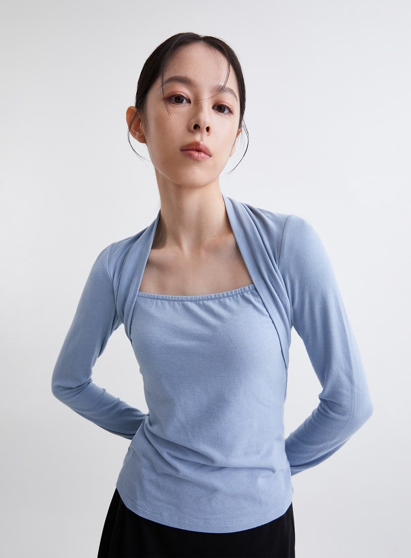 氣質披肩領型針織上衣