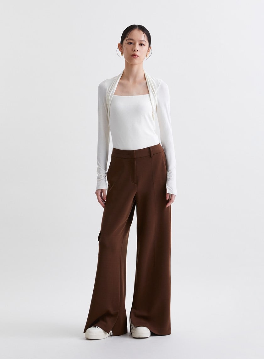 氣質披肩領型針織上衣