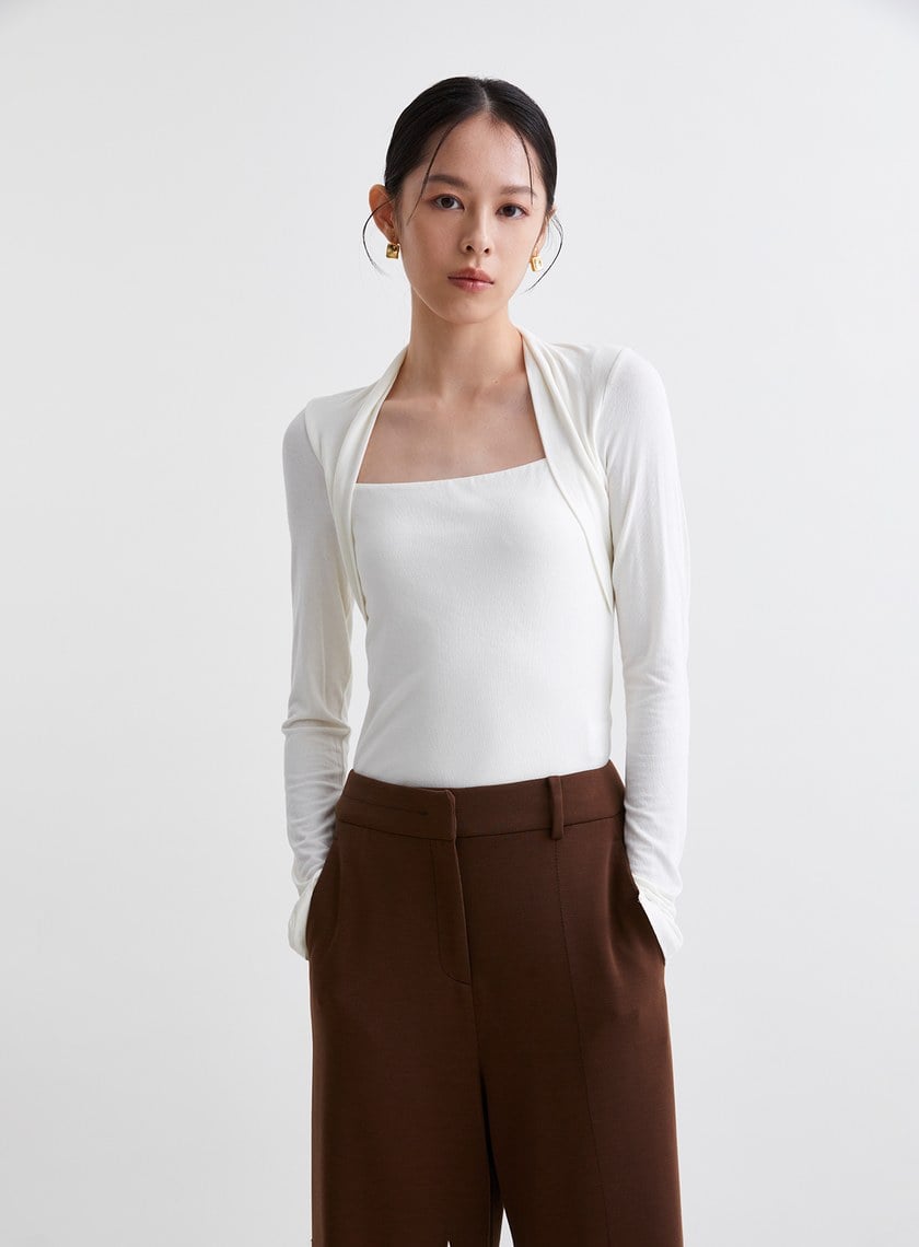 氣質披肩領型針織上衣