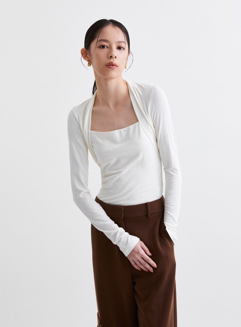 氣質披肩領型針織上衣