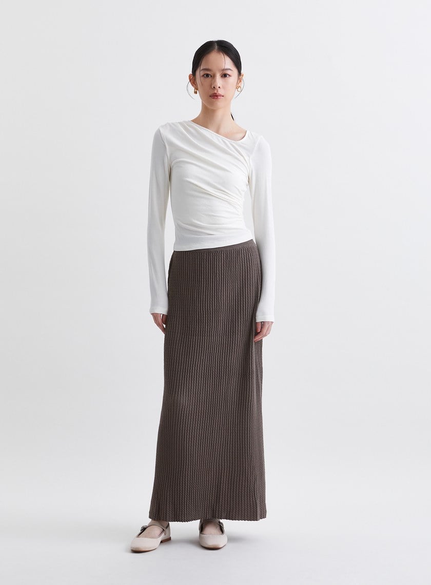 優雅修身側抓皺針織上衣