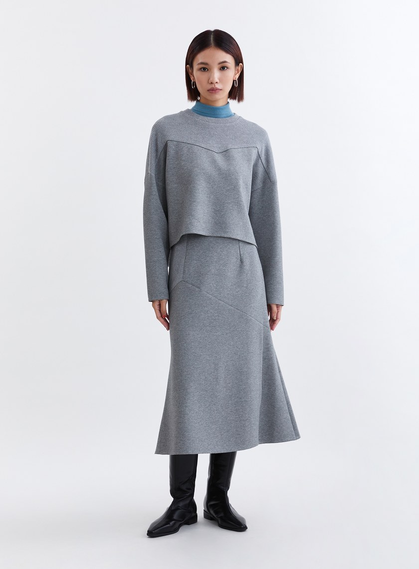 質感針織拼接長袖上衣