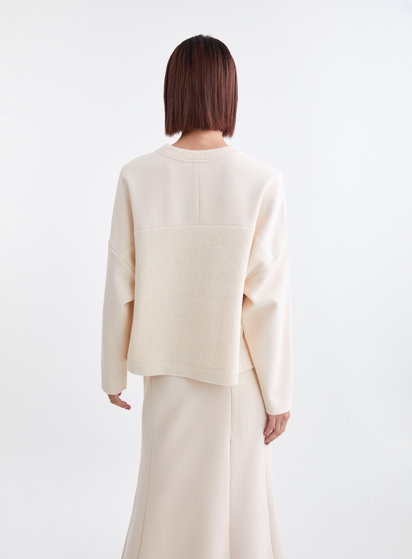 質感針織拼接長袖上衣