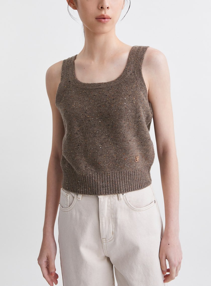 雙色彩點雙面穿針織背心