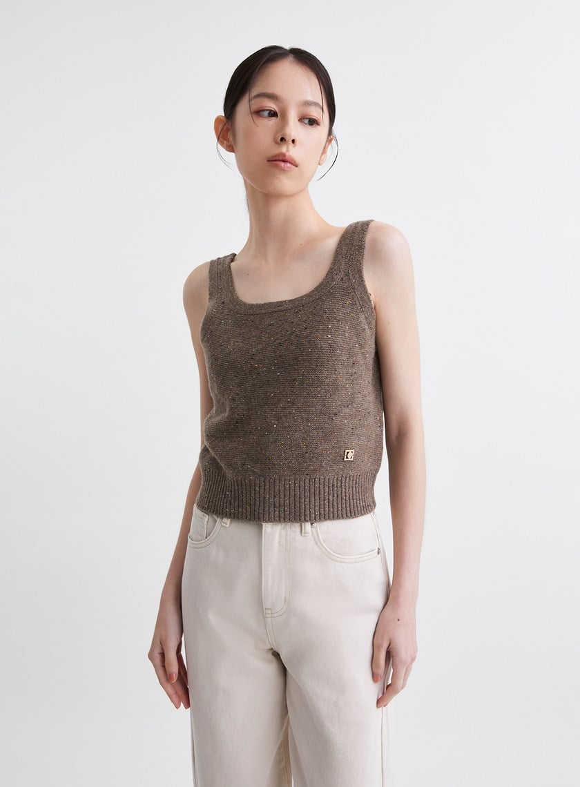 雙色彩點雙面穿針織背心