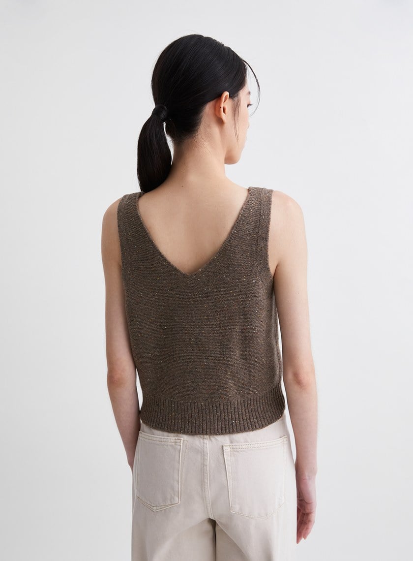 雙色彩點雙面穿針織背心