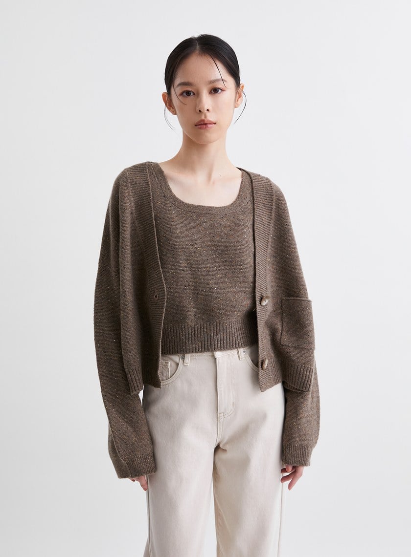 雙色彩點雙面穿針織背心