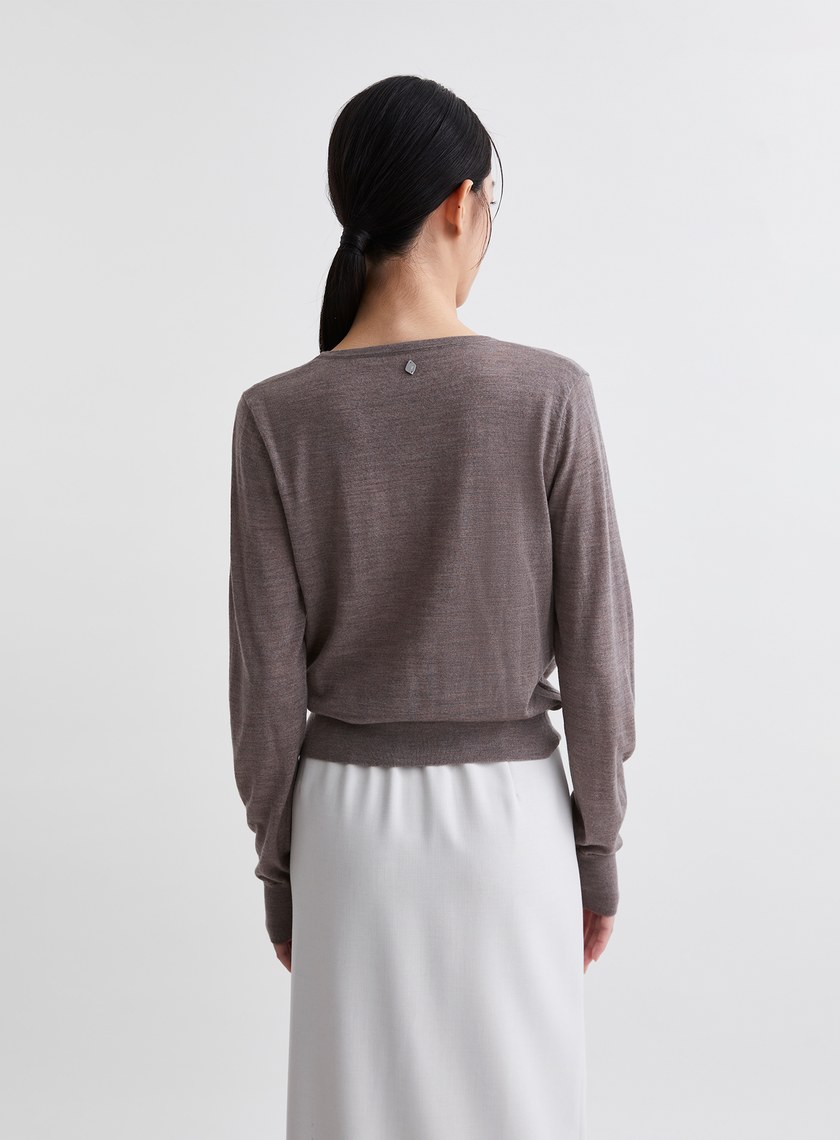 雙層垂墜挖肩針織上衣